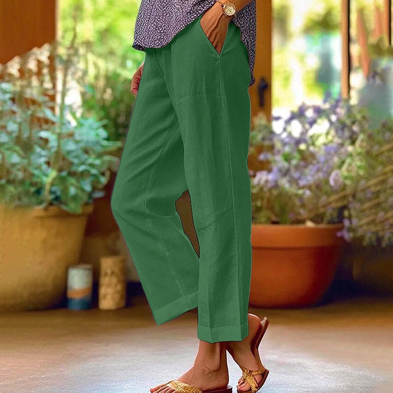 2024 Women's Summer Capri Pants - Breathable Linen Cropped Pants for Beach, Travel & Casual Wear | Comfortable Lightweight Beach Pants for Women