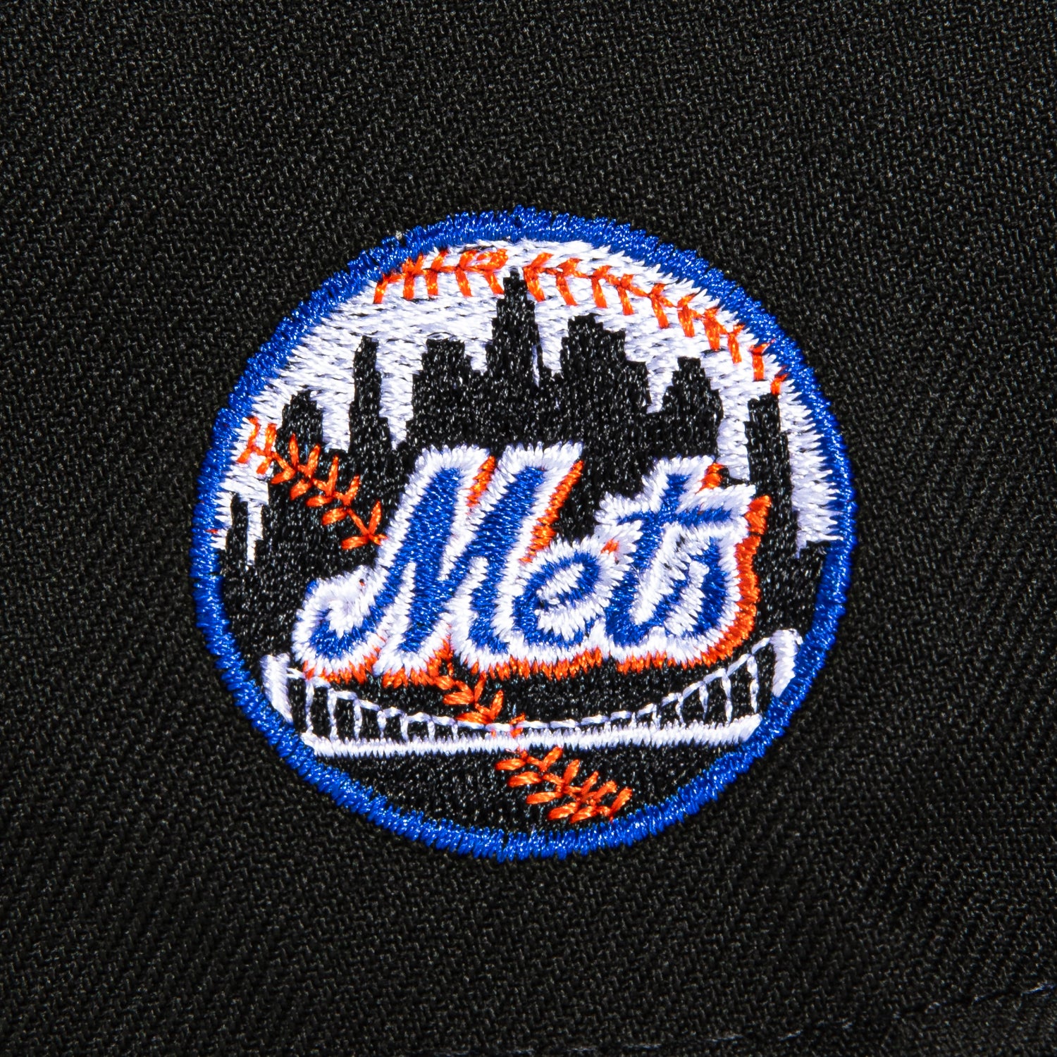 New Era 59Fifty New York Mets Logo Patch Script Hat - Black MLB Baseball Cap for Men & Women - Perfect for Games, Streetwear & Sports Fans