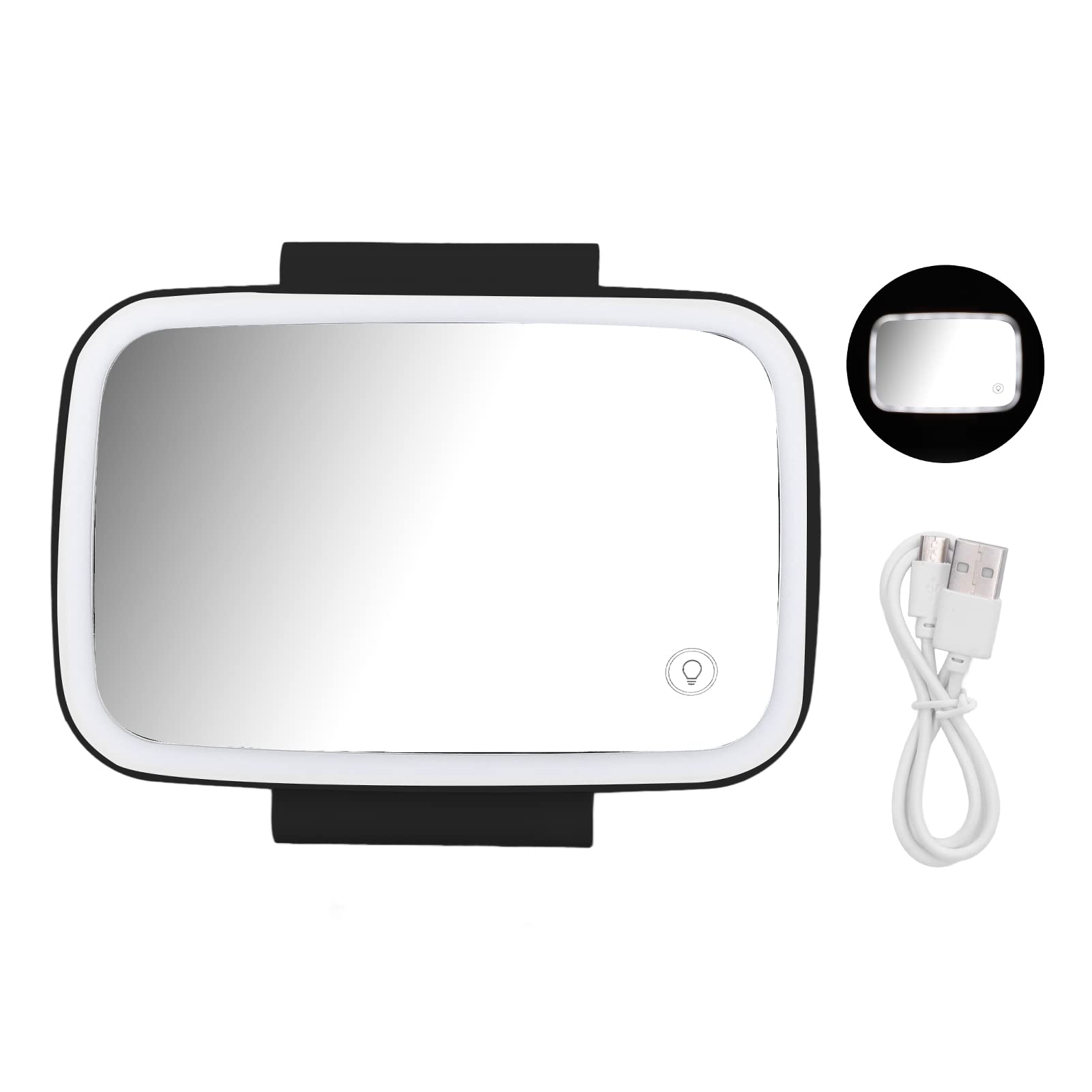Car Vanity Mirror with LED Lights - Touch Screen Visor Makeup Mirror for Women, Black | Perfect for On-the-Go Makeup & Touch-Ups in Your Vehicle