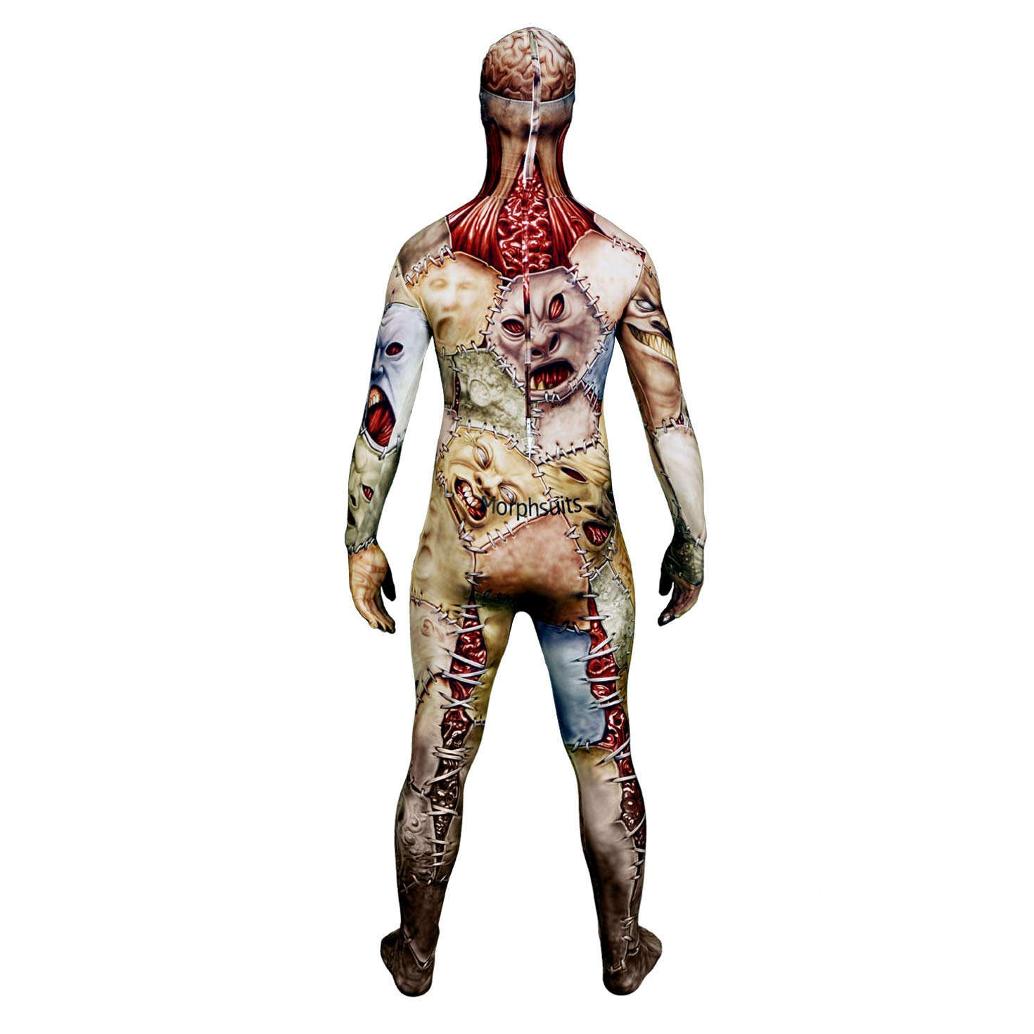 Men's Monster Facelift Morphsuit Costume - Full Body Spandex Jumpsuit for Halloween, Cosplay & Themed Parties