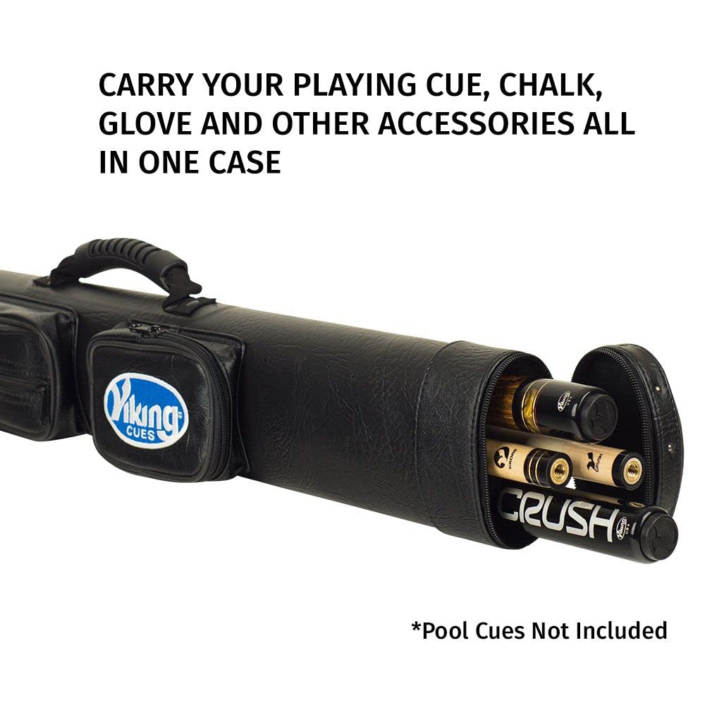 Viking Pool Cue Case with Shoulder Strap - Durable Vinyl Shell & Soft Felt Interior - Billiard Cue Storage Bag for Pool Sticks - Perfect for Travel, Tournaments & Home Use - Essential Billiards Equipment & Pool Table Accessories