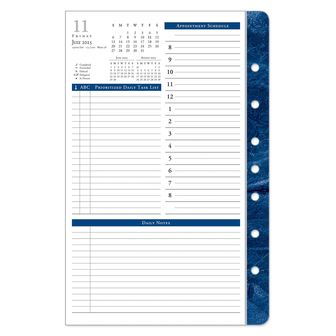 FranklinCovey Monticello One Page Per Day Ring-Bound Planner - Classic Style, July 2025 to June 2026 | Daily Organizer for Work, School & Personal Productivity | Perfect for Professionals, Students & Goal Tracking