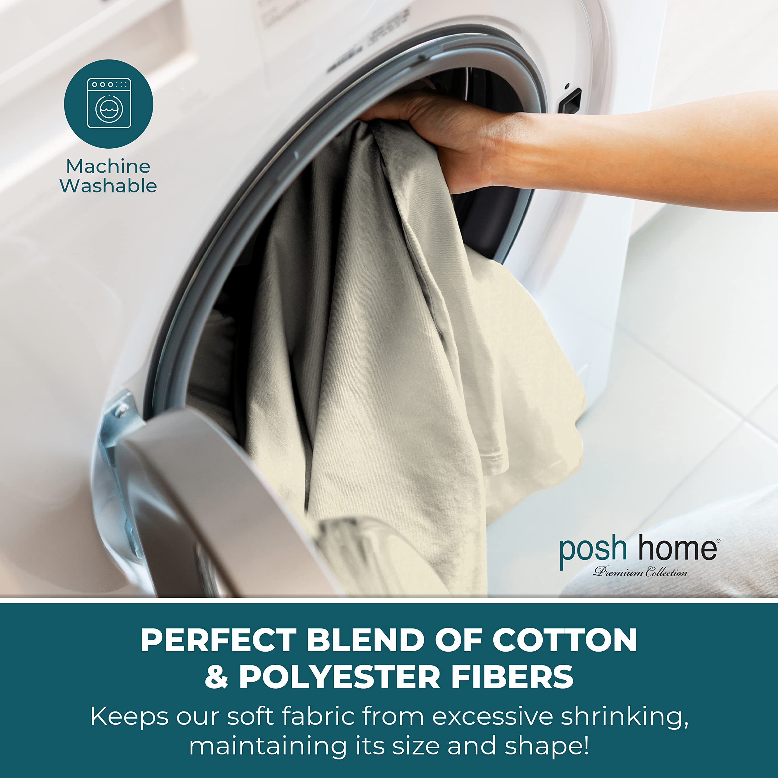 Posh Home Jersey Knit Sheet Set - 4-Piece Soft & Breathable Cotton Jersey Bed Sheets - Includes Flat Sheet, Fitted Sheet & 2 Pillowcases - Full Size Cream Jersey Sheets for Comfortable Sleep & Cozy Bedroom Decor