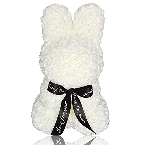 Rose Teddy Bear Gift Box - Unique Birthday Gift for Women, Mom, Wife | Handmade Floral Bear in Premium Gift Box | Perfect for Valentine's Day, Anniversary & Special Occasions