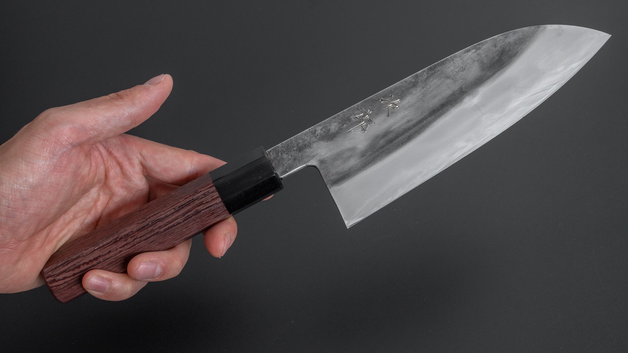 Premium Jiro Tsuchime Wa Santoku Knife 165mm - Japanese High Carbon Steel Blade with Taihei Tagayasan Wood Handle (#233) - Perfect for Sushi, Vegetables & Meat Cutting in Professional Kitchens & Home Cooking