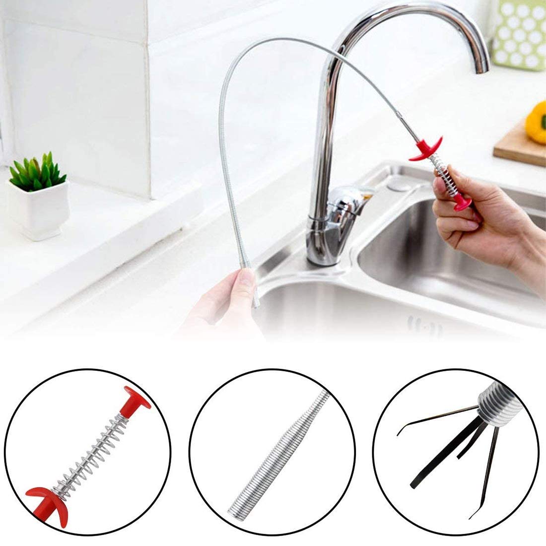 Omont 6-Pack Drain Cleaner Tool - 24 Inch Flexible Hair Clog Remover for Sink, Shower & Bathtub - Eco-Friendly Green Drain Snake for Home Plumbing Maintenance (Perfect for Kitchen, Bathroom & Hair Salon Use)