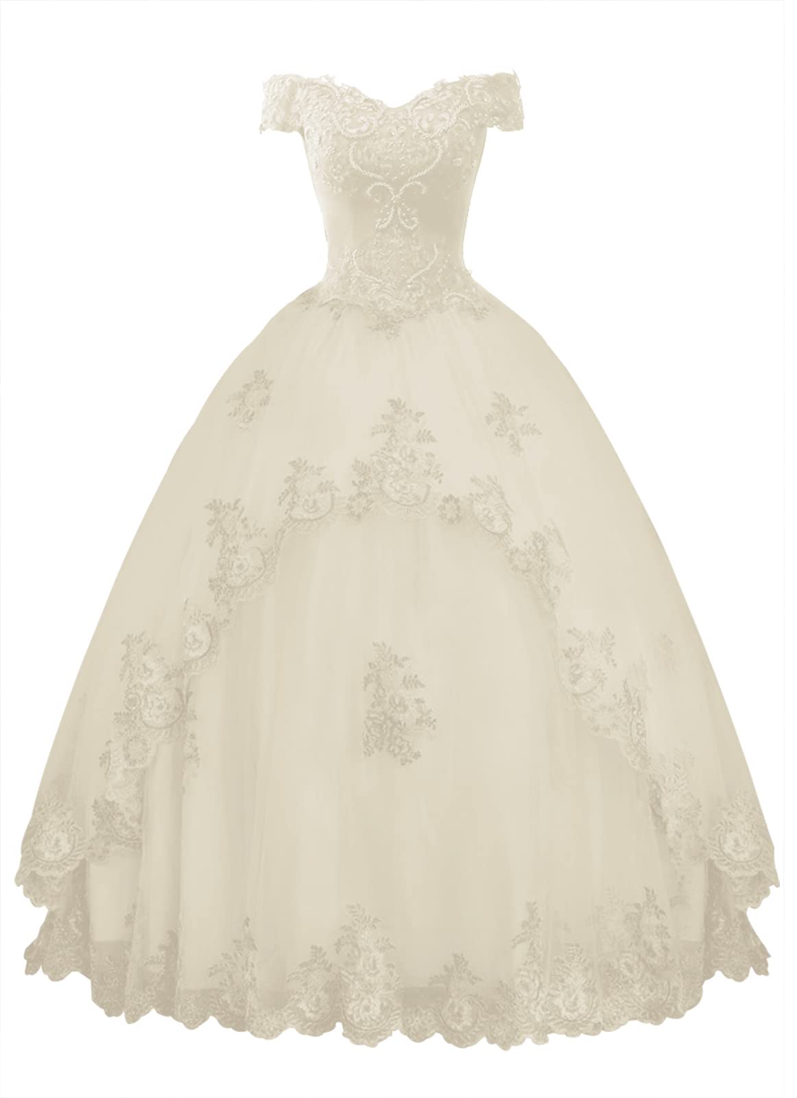 Elegant Off-the-Shoulder Lace Prom Dress Ball Gown - Long Formal Evening Gown for Quinceañera, Homecoming, Wedding & Special Occasions
