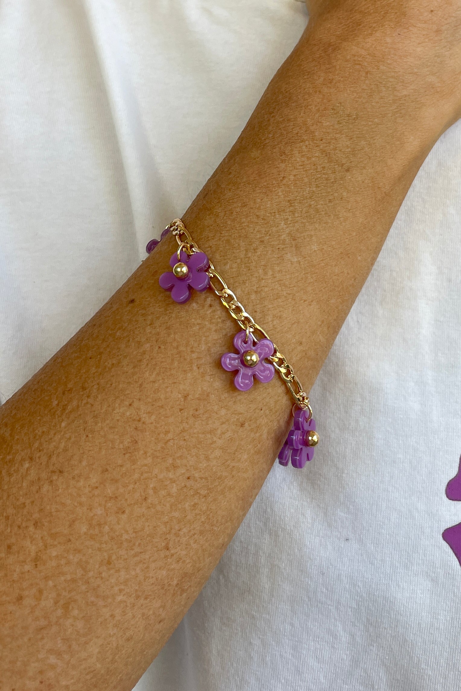Elegant Purple Flower Gold Bracelet for Women - Perfect for Weddings, Parties & Everyday Wear