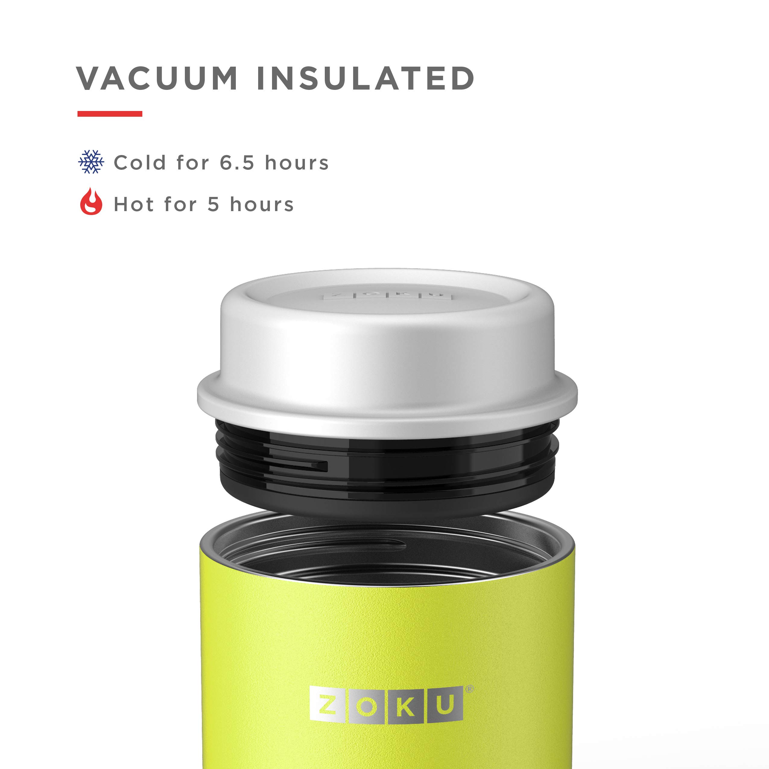 ZOKU Neat Stack 10oz Double-Walled Vacuum Insulated Stainless Steel Food Jar - BPA Free, Lime Green | Perfect for Lunch, Travel & Outdoor Activities