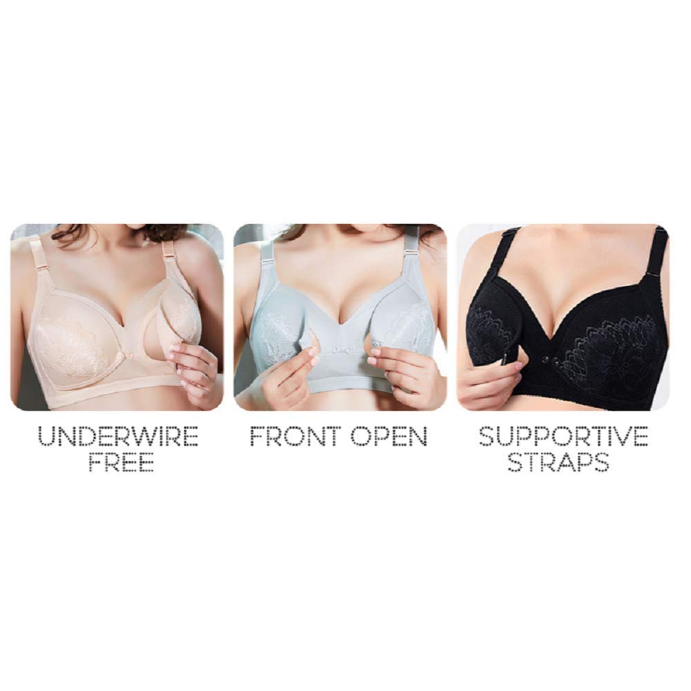 Wireless Lace Nursing Bra - Lightly Padded Comfortable Breastfeeding Bra for Moms | Perfect for Everyday Wear, Nursing at Home or On-the-Go