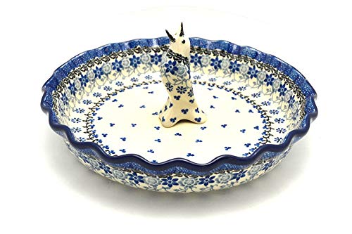 Handmade Polish Pottery Pie Dish Set - Elegant Silver Lace Design for Baking & Serving | Perfect for Thanksgiving, Christmas & Dinner Parties