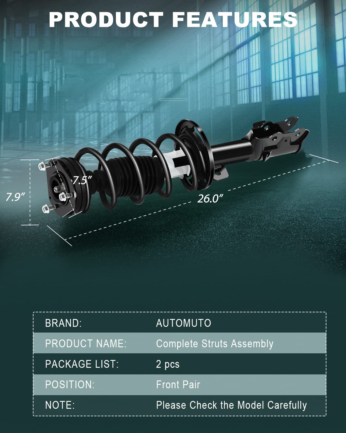AUTOMUTO Front Strut Spring Assembly & Shock Absorber - Compatible with 2010-2013 Ford Fiesta - Perfect for Smooth Ride & Enhanced Suspension Performance