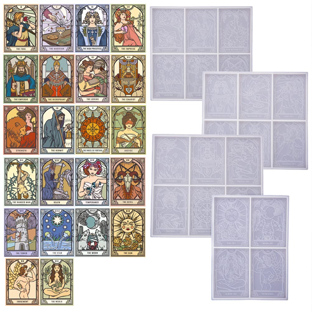 BUNRUN Tarot Card Silicone Molds Set - 22 Major Arcana Resin Casting Molds for DIY Epoxy Tarot Cards, Divination Games & Home Decor | Perfect for Crafting Unique Tarot Decks, Spiritual Gifts & Witchy Decorations