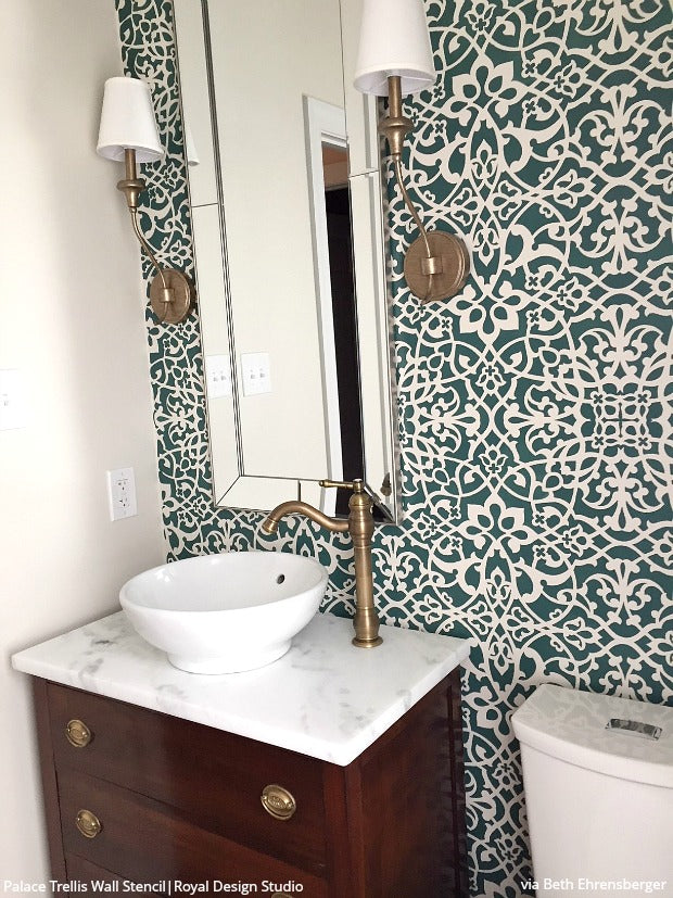Palace Trellis Moroccan Wall Stencil - DIY Home Decor, Arabic Pattern Template for Painting, Wall Art, Furniture & Crafts - Perfect for Bedroom, Living Room, and Boho Style Interior Design