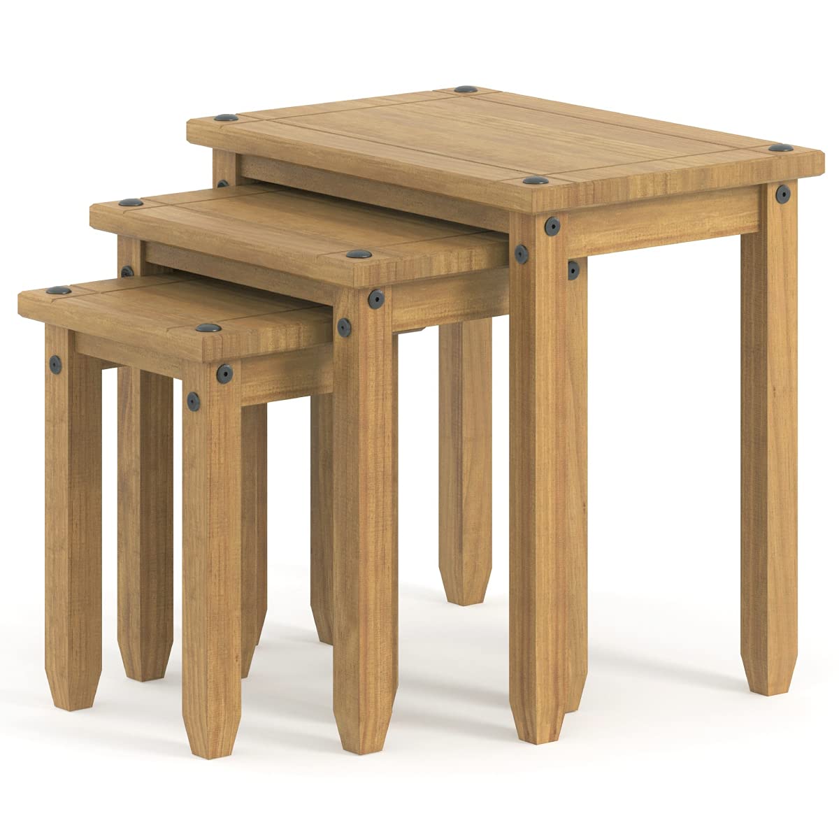 Modern Wood Nesting Coffee Tables Set of 3 - Small Side Tables for Living Room, Bedroom & Office - Space-Saving Multi-Level Brown End Tables - Perfect for Small Spaces, Home Decor & Coffee Table Styling