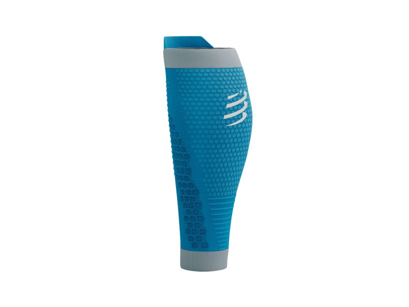 Compressport Unisex R2 3.0 Calf Sleeves - Performance Compression Leg Sleeves for Running, Cycling & Sports - Ocean Blue/Alloy Grey - Improve Circulation & Reduce Fatigue