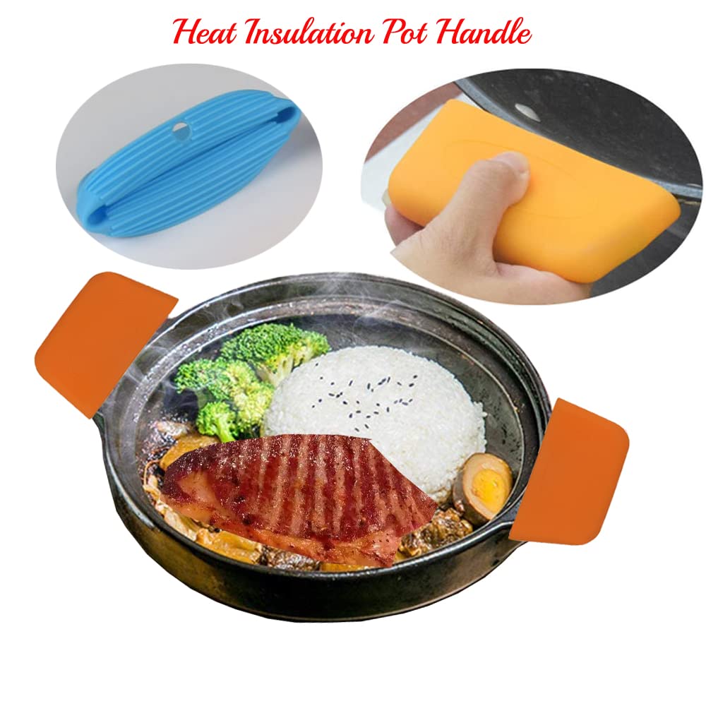 3Pcs Heat Resistant Silicone Handle Covers for Cast Iron Skillets, Frying Pans & Griddles - Non-Slip Oven Safe Pot Handle Grips (Green) - Perfect for Cooking, Baking & Kitchen Safety