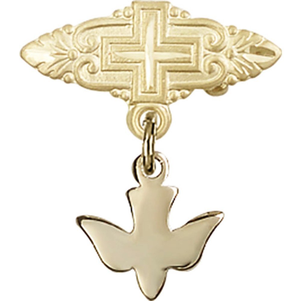Gold Filled Baby Badge with Holy Spirit Charm & Cross Pin - 7/8