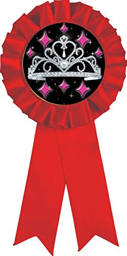 Beauty Queen Red Rosette Ribbon - Elegant Princess Tiara Pageant Trophy Award for Beauty Contests, Pageantry & Crown Ceremonies - Perfect for Winners, Pageant Accessories & Special Events