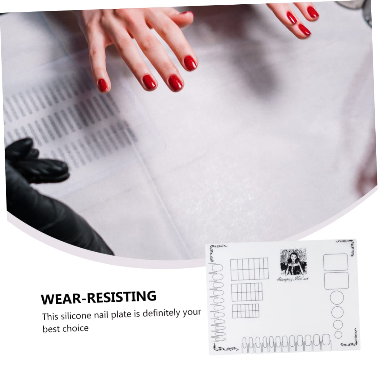 FOMIYES Silicone Manicure Mat for Nail Art Stamping - Non-Slip Nail Polish Coloring Pad with Sticker Guide - Perfect for DIY Nail Designs at Home & Salon Use