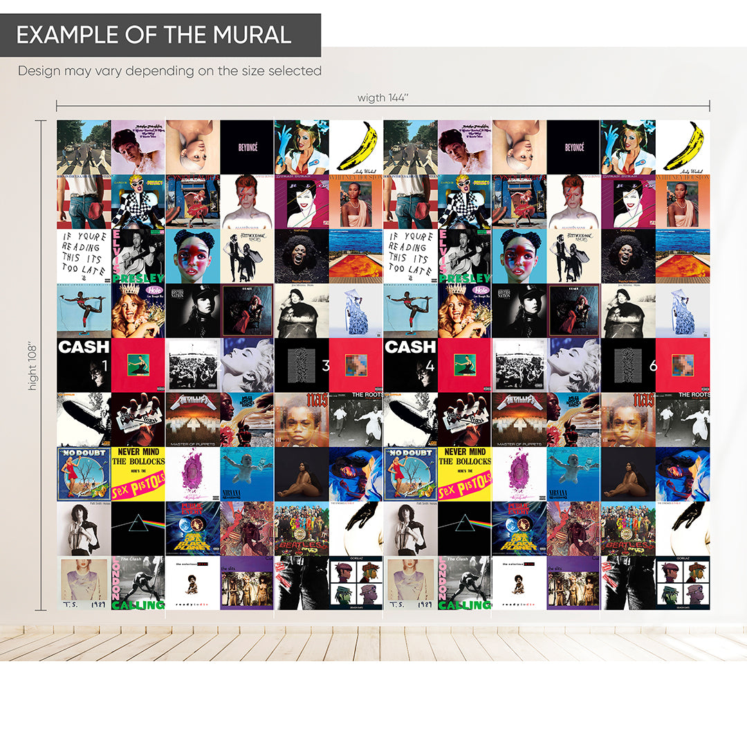 CCM178 Custom Album Covers Wall Mural - Vintage Music Decor for Bedroom, Living Room & Home Studio | Peel and Stick Removable Wallpaper