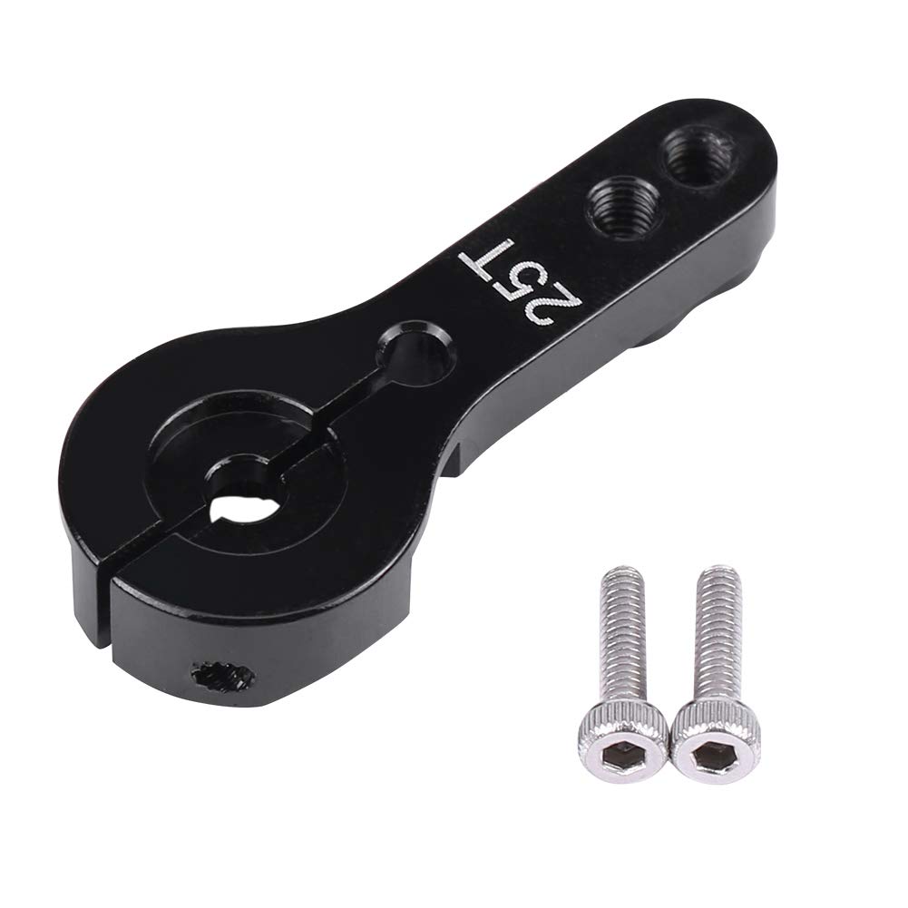 2-Pack 25T Metal Servo Horn Steering Arm - Compatible with Futaba, Ace, TowerPro MG Servos - Durable RC Accessory for Motor Replacement (Black) - Ideal for RC Cars, Drones, and Robotics Projects