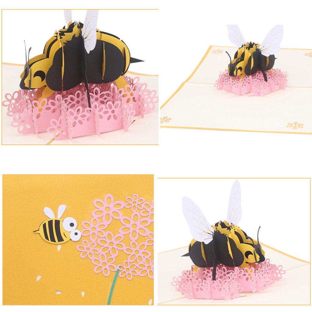 Handmade 3D Popup Greeting Cards - Bee & Flower Design for Birthday, Wedding, Anniversary | Perfect for Invitations, Thank You Cards & Special Occasions