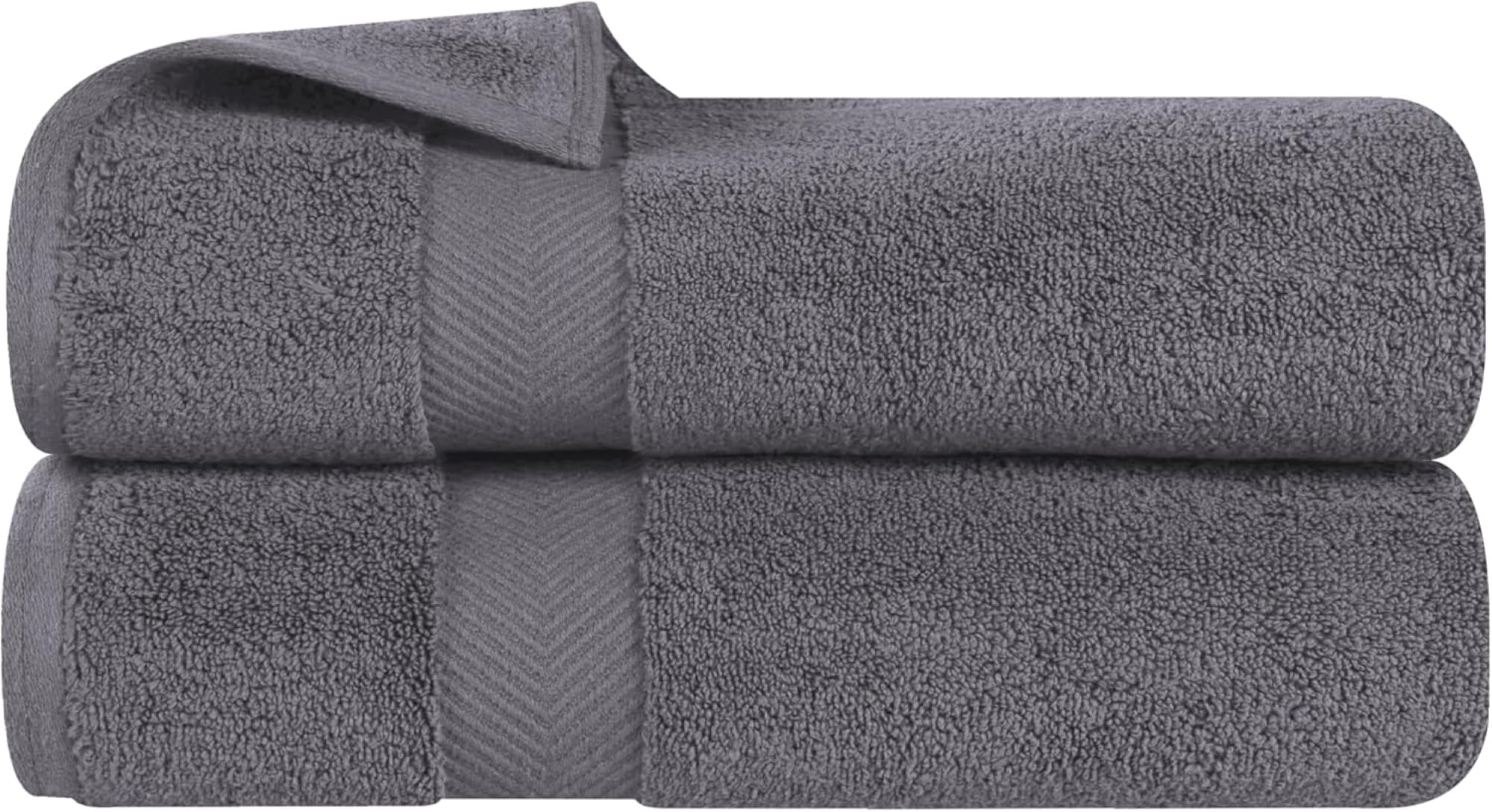 Premium 100% Cotton Bath Towels Set of 2 - Ultra Soft, Fluffy & Highly Absorbent - Oversized Luxury Bath Towels for Spa, Gym & Home Use - Grey