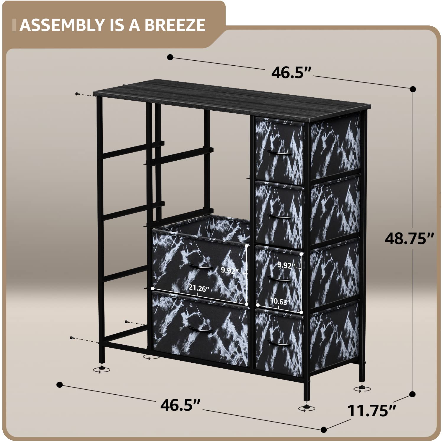 Sorbus 12-Drawer Dresser Organizer - Sturdy Steel Frame with Wood Top & Easy Pull Fabric Bins for Clothes Storage - Large Bedroom, Living Room, Nursery & Closet Storage Furniture - Perfect for Organizing Clothes, Toys & Home Essentials