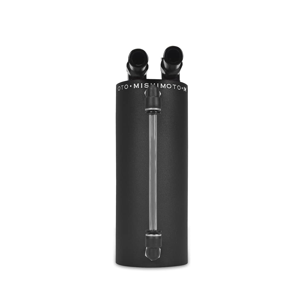 Mishimoto Small Wrinkle Black Aluminum Oil Catch Can - High Performance Engine Baffled Oil Separator for Car, Truck & Motorcycle - Reduces Blow-by & Protects Engine