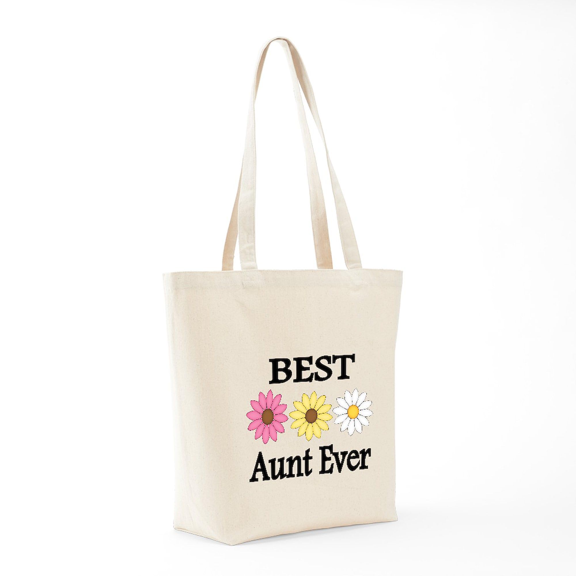 BEST AUNT EVER Floral Canvas Tote Bag - Reusable Grocery Shopping Bag & Gift for Aunts, Women (Natural) | Perfect for Groceries, Beach Trips & Daily Use
