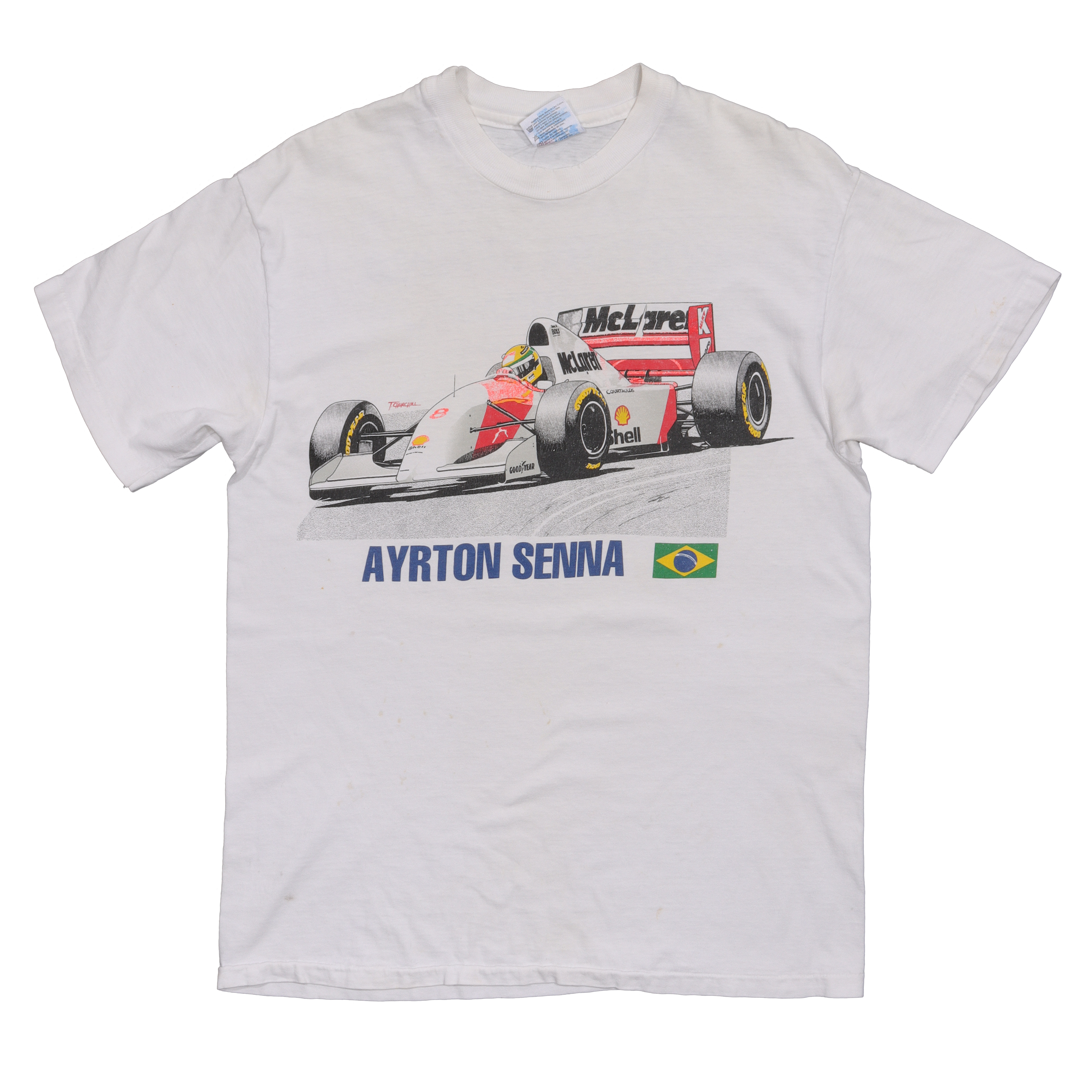 Vintage 1980s Ayrton Senna McLaren F1 Racing T-Shirt - Retro Formula 1 Fan Apparel for Men & Women - Perfect for Motorsport Events, Casual Wear & Gift Giving