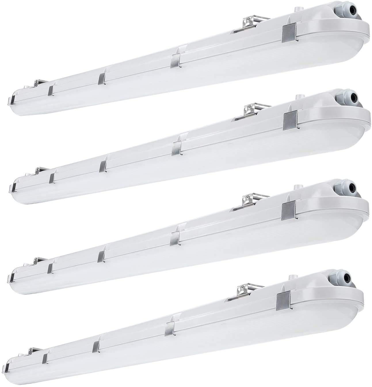 BRILLIHOOD 4FT LED Vapor Proof Light Fixture - 40W 5200LM 6000K Bright White IP65 Waterproof Shop Light - 110-277V Indoor/Outdoor Vapor Tight Lighting for Garage, Warehouse, Car Wash, Workshop - UL Listed (4-Pack) - Energy Efficient & Durable LED Tube Lights for Commercial & Industrial Use