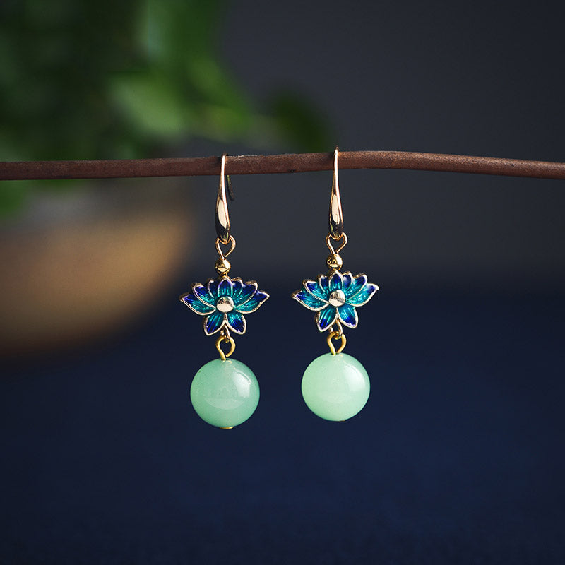 Green Jade Dangle Drop Clip-On Earrings for Women - Hypoallergenic Non-Pierced Fashion Jewelry - Perfect for Weddings, Parties & Everyday Wear