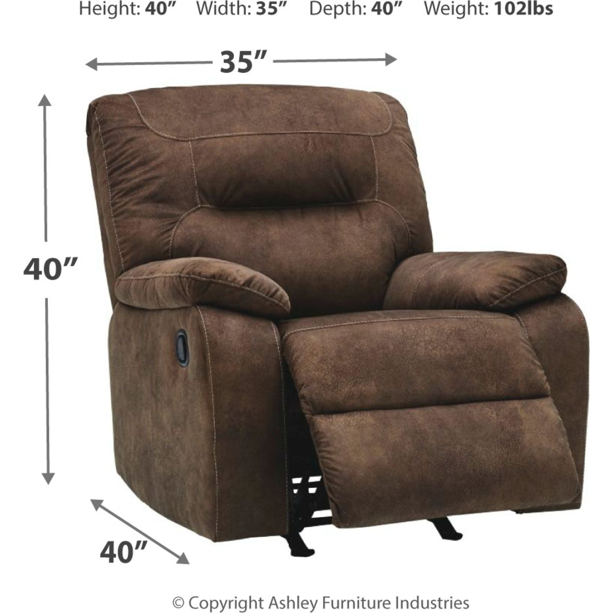 Bolzano Rocker Recliner Chair - Comfortable Leather Rocking Recliner with Cup Holder - Perfect for Living Room, Bedroom & Home Theater Relaxation