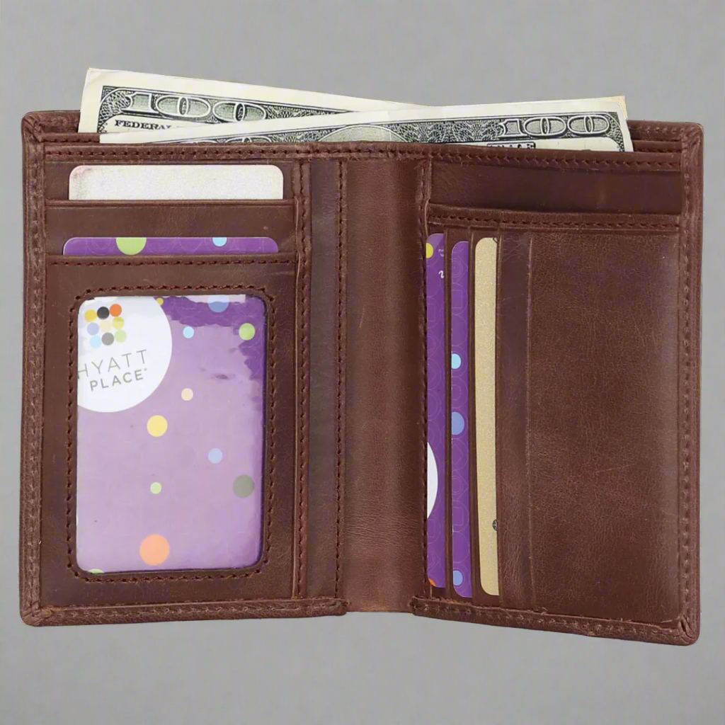Premium MET Men's Upright Leather Wallet - Slim RFID Blocking Bifold Wallet for Men - Perfect for Travel, Business & Everyday Use
