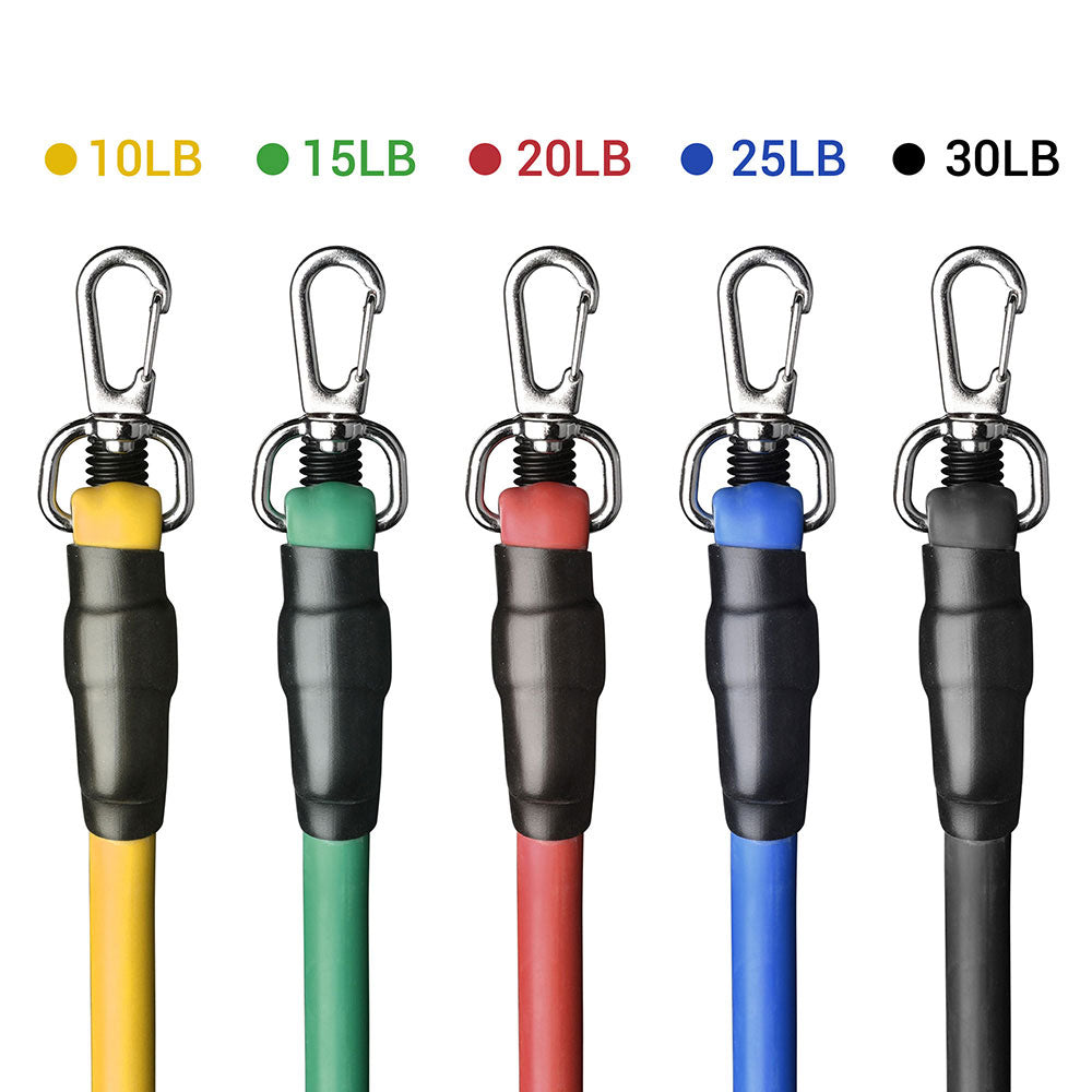 TheLAShop Resistance Tube Set with Handles & Door Anchor - 5 Stackable Tubes (10-100 lbs) for Home Workouts, Strength Training, and Physical Therapy