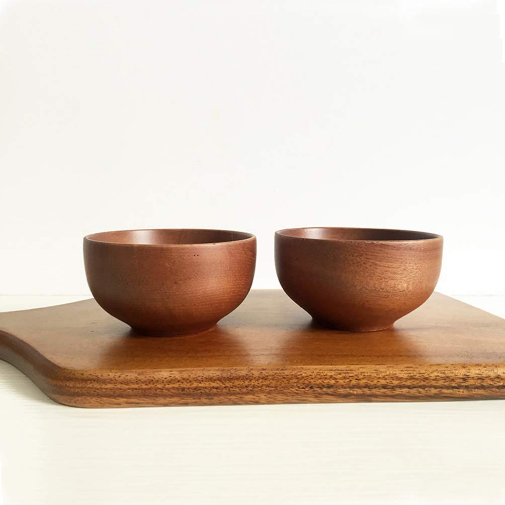 Premium Solid Wooden Fruit Bowl - Japanese Style Handcrafted Wood Soup & Rice Bowl for Noodles, Snacks, Salad, Appetizers | Eco-Friendly Serving Dish for Restaurants & Home Dining (Perfect for Sushi, Poke Bowls & Healthy Meal Presentation)
