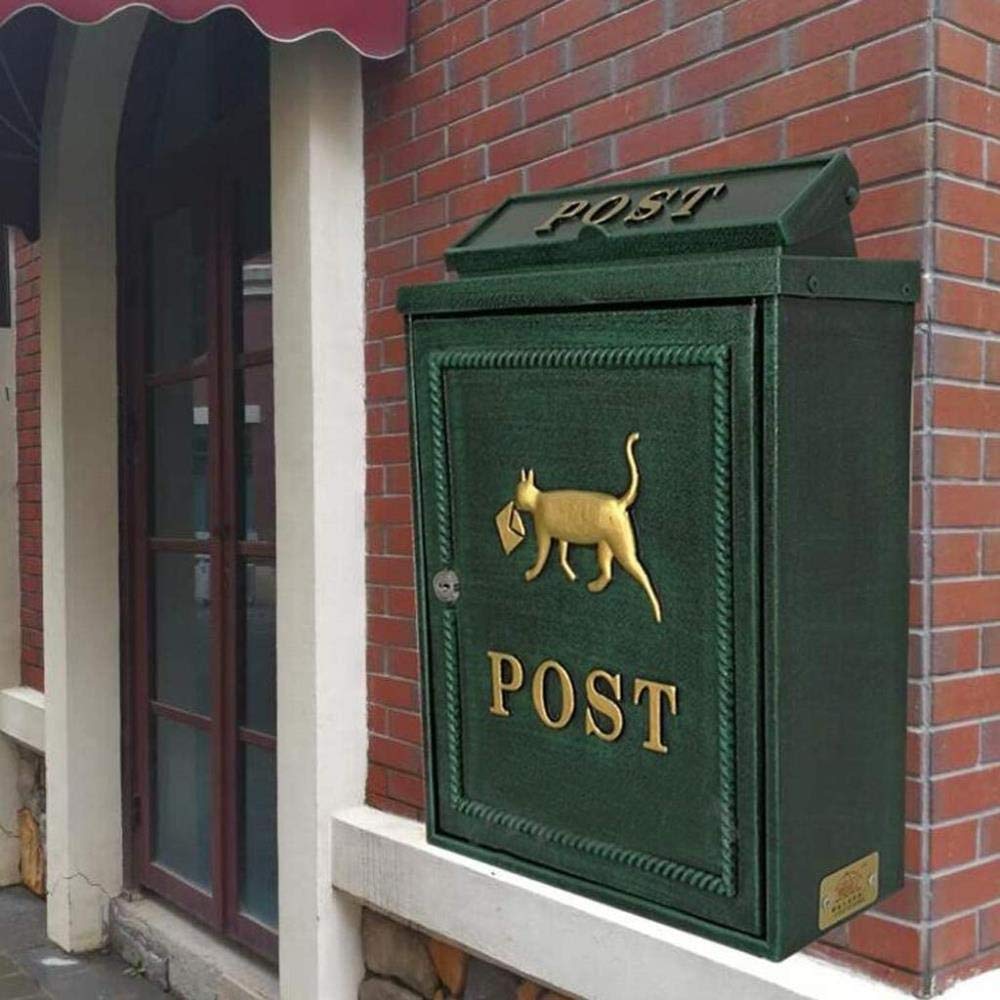 Wall Mounted Mailbox - Durable Community Letter Box for Villa & Home - Secure Mail Receiving Box in Black or Green - Perfect for Outdoor, Apartment & Residential Use