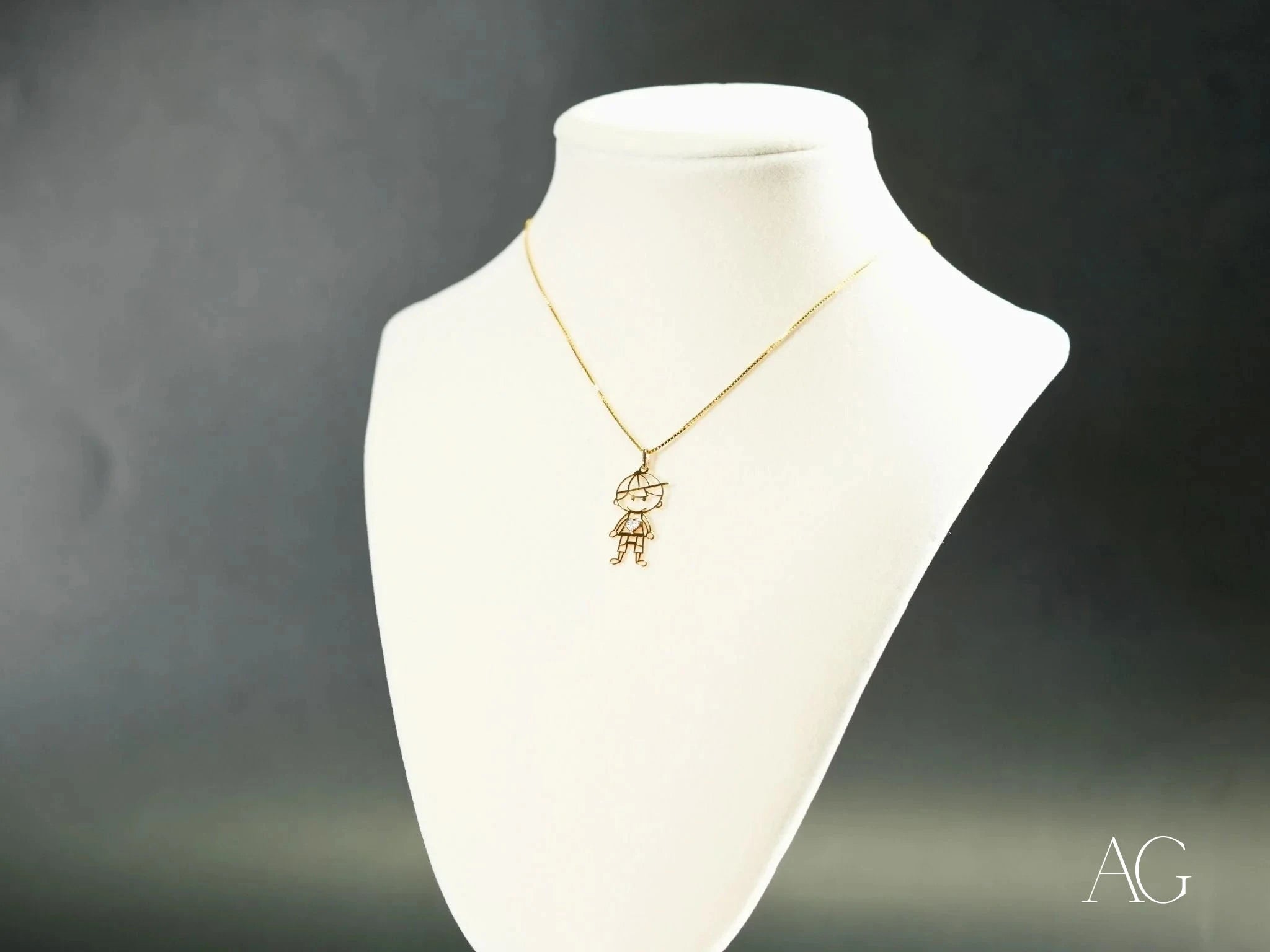 18K Gold CZ Heart Boy Pendant Necklace for Men - Elegant Jewelry Gift for Valentine's Day, Anniversary & Special Occasions