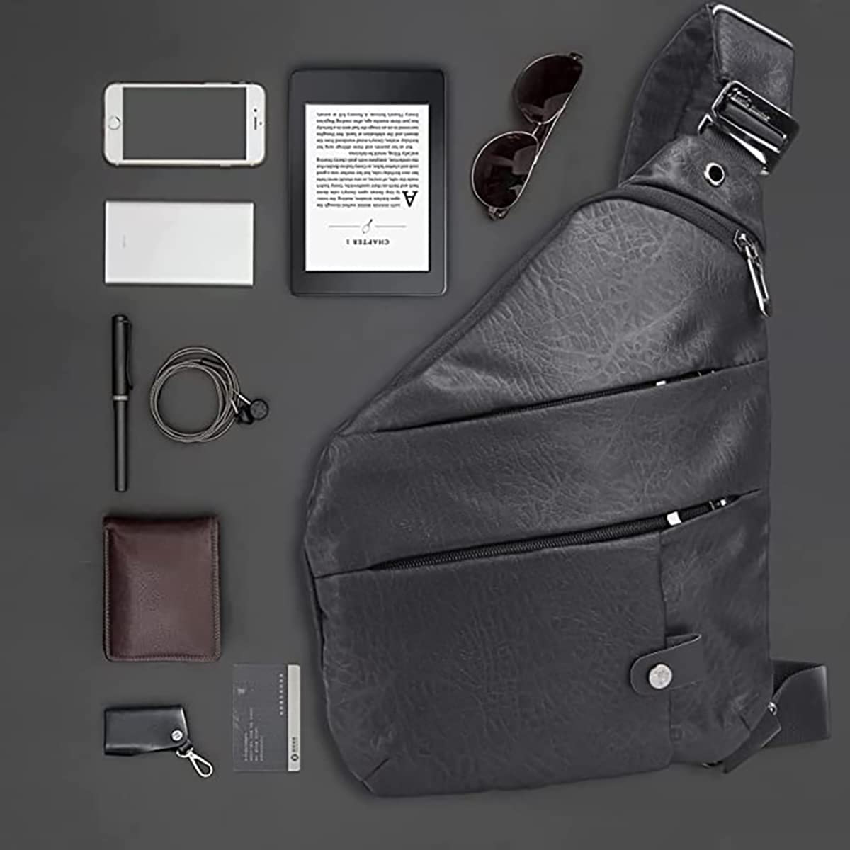Red Lemon Arctic Hunter Sling Bag for Men - Water-Resistant Crossbody Chest Bag for Outdoor Cycling, Travel & Daily Use - Stylish Slim Shoulder Bag with Passport Pocket - Perfect for Commuting, Hiking & Urban Adventures (Black)
