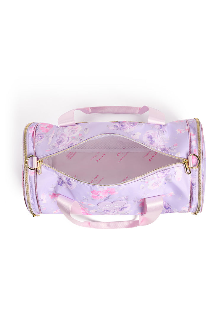 STATE x LoveShackFancy Felix Duffle Bag - Stylish Travel Duffel for Women, Weekend Getaways & Gym Essentials (Pink Floral Print) - Perfect for Beach Vacations, Yoga Classes & Overnight Trips