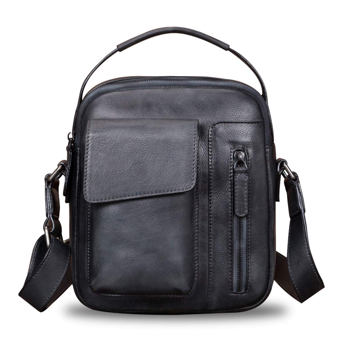 Premium Genuine Leather Messenger Bag for Men - Stylish Crossbody Shoulder Bag, Business Satchel Briefcase (Black) - Perfect for Office, Travel & Daily Commute