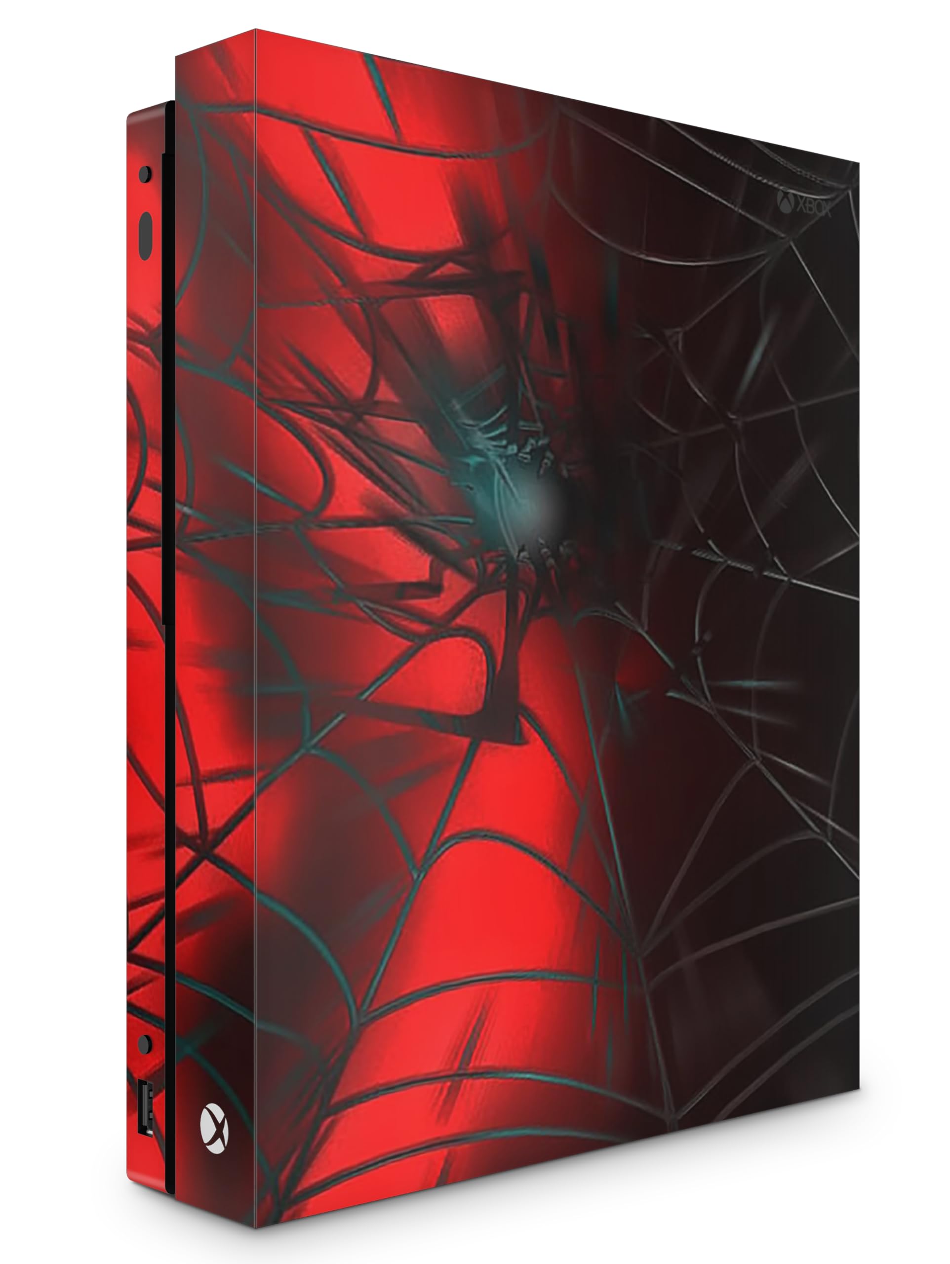 Premium Xbox ONE X Spider Console Skin Decal Sticker Set with 2 Matching Controller Skins - Custom Gaming Console Wrap - Perfect for Gaming Enthusiasts & Spider-Man Fans - Great for Home Entertainment & Game Room Decor