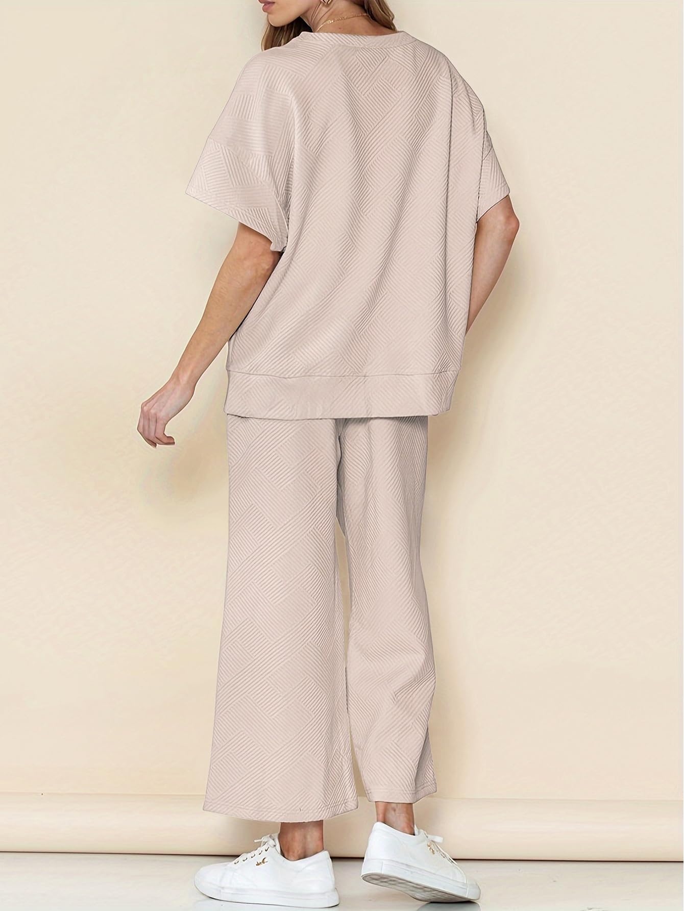 YKR Women's 2-Piece Lounge Set - Soft Knit Short Sleeve Pullover Top & Wide Leg Pants - Comfortable Summer Outfit 2024 - Perfect for Home Relaxation, Yoga, and Casual Outings