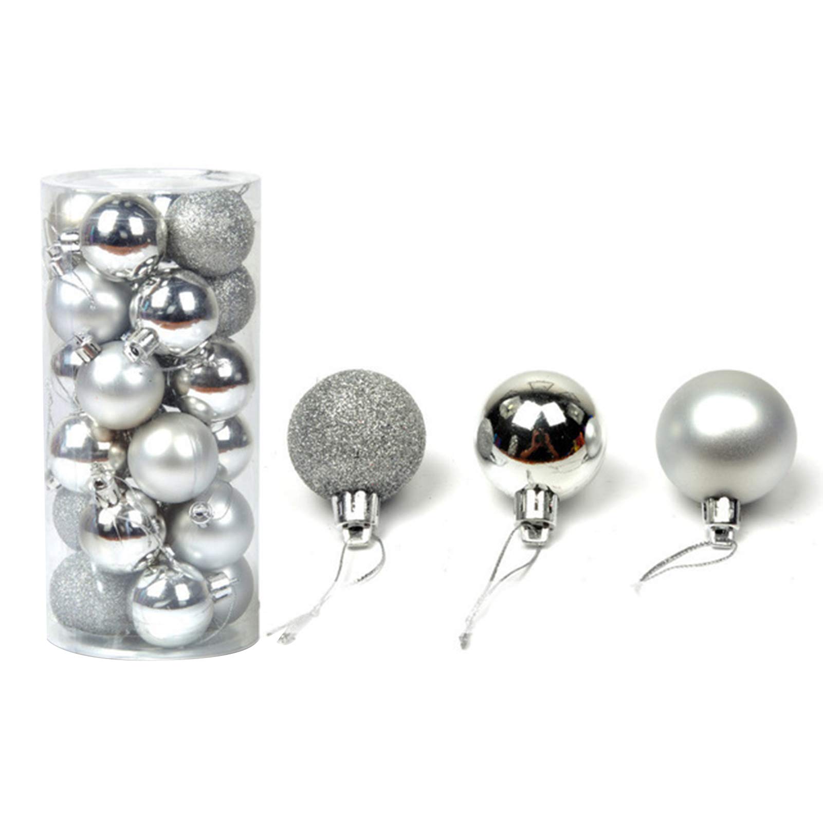 Galand 24Pcs Shatterproof Christmas Ball Ornaments - 4cm Silver Holiday Baubles for Xmas Tree Decorations, Party & Wedding Decor | Perfect for Home, Office & Festive Celebrations
