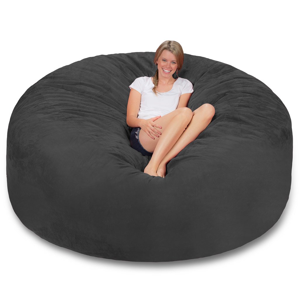 Premium Memory Foam Bean Bag Chair - Ultra Soft Charcoal Micro Suede Cover for Adults & Teens - Perfect for Gaming, Lounging, Movie Nights & Dorm Rooms