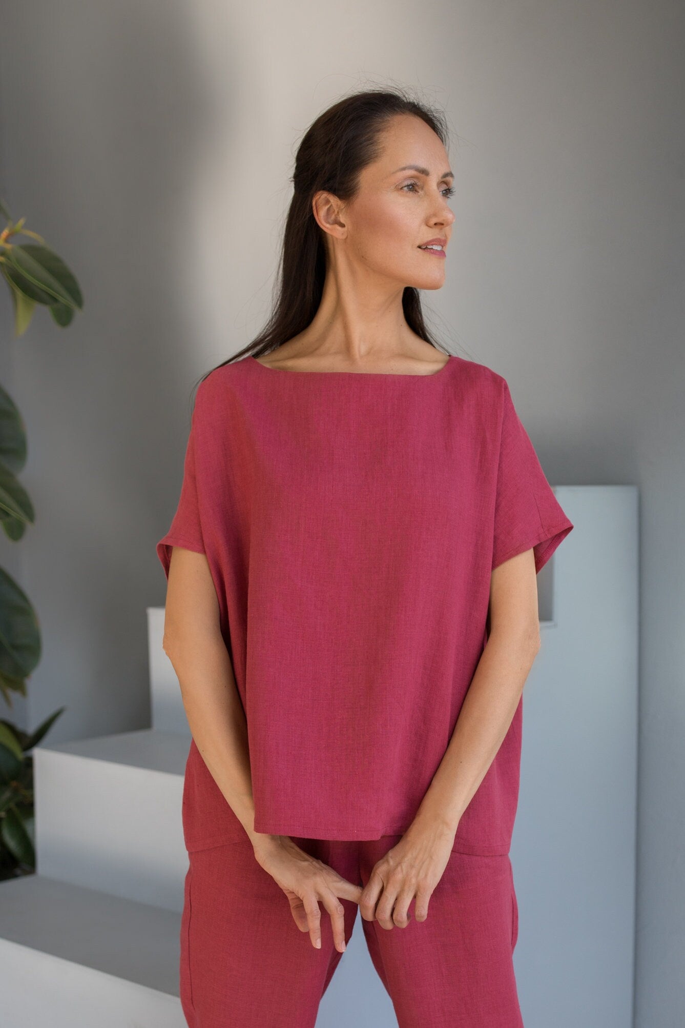 Stylish Oversized Linen Top for Women - Breathable & Comfortable Summer Blouse - Perfect for Casual Outings, Beach Vacations & Boho Fashion