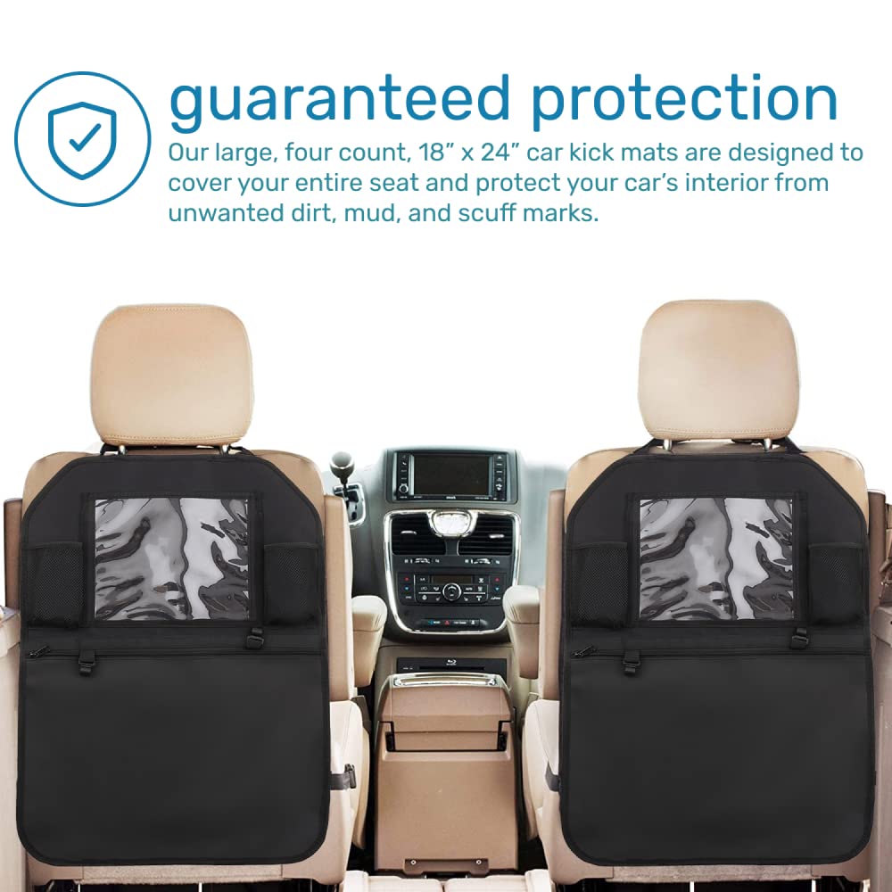 Enovoe 2-Pack Kick Mats Back Seat Protectors for Cars - Waterproof Car Seat Cover with Zipper Storage Pocket & Tablet Holder - 18
