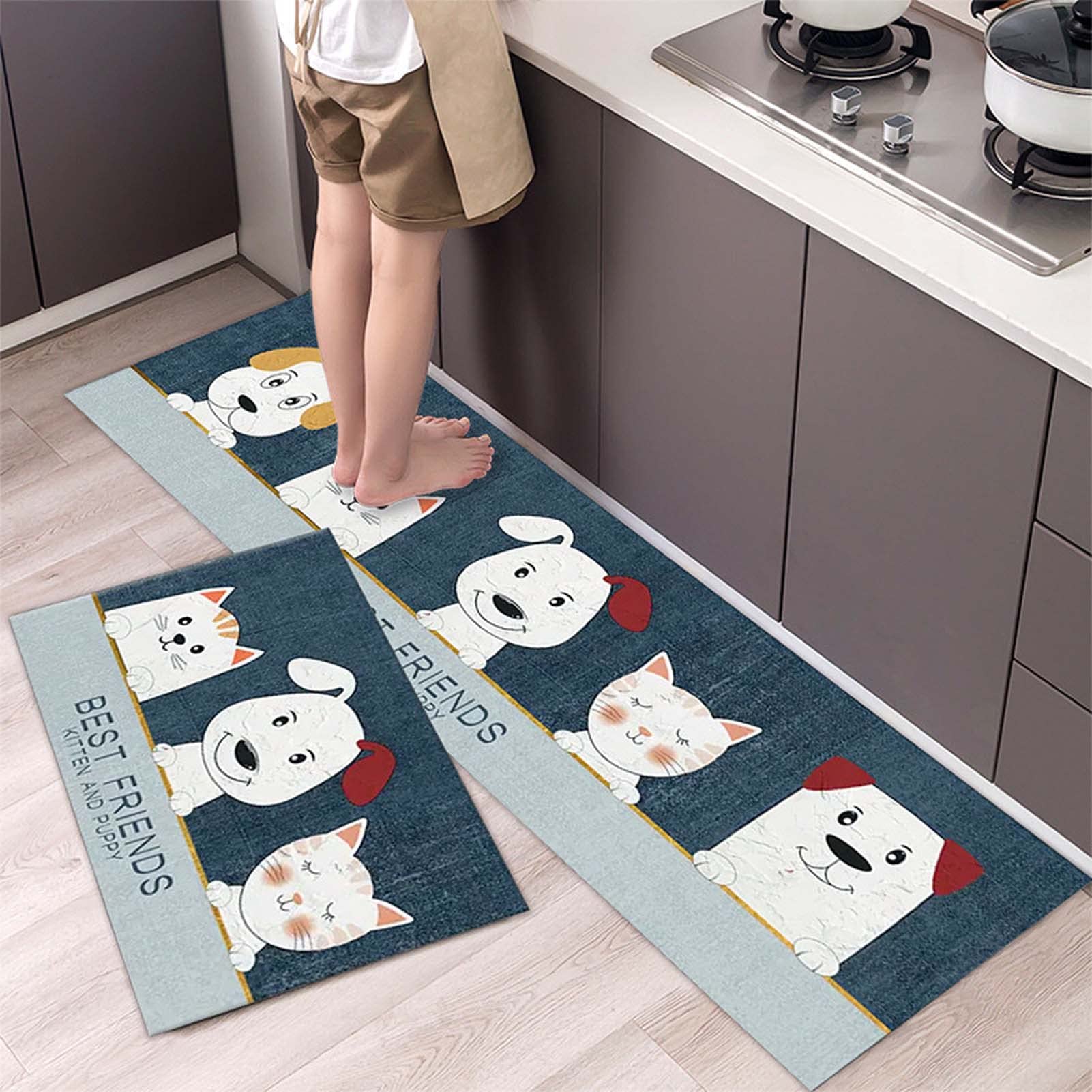 WDAWD Anti-Fatigue Kitchen Mat Set of 2 - Cushioned, Waterproof & Non-Slip Floor Mats for Standing Comfort - Soft Kitchen Runner Rugs for Cooking, Dishwashing & Food Prep Areas